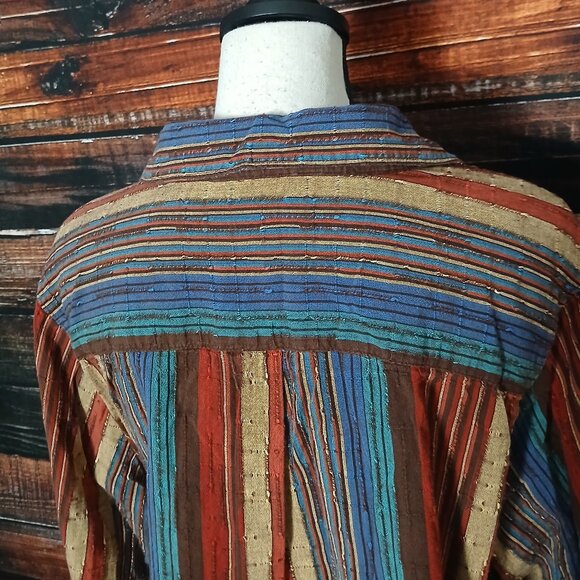 White Stag Vintage Top Plus Size 18W 20W Bohemian Textured Cotton Button Front - Picture 5 of 11